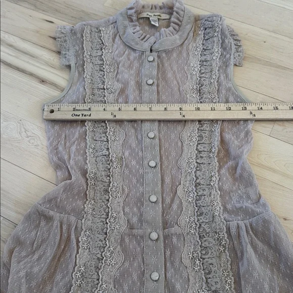 Free People-sleeveless sheer lace ruffle peplum shirt top-Fairycore-Boho-Y2K-M - Picture 3 of 5